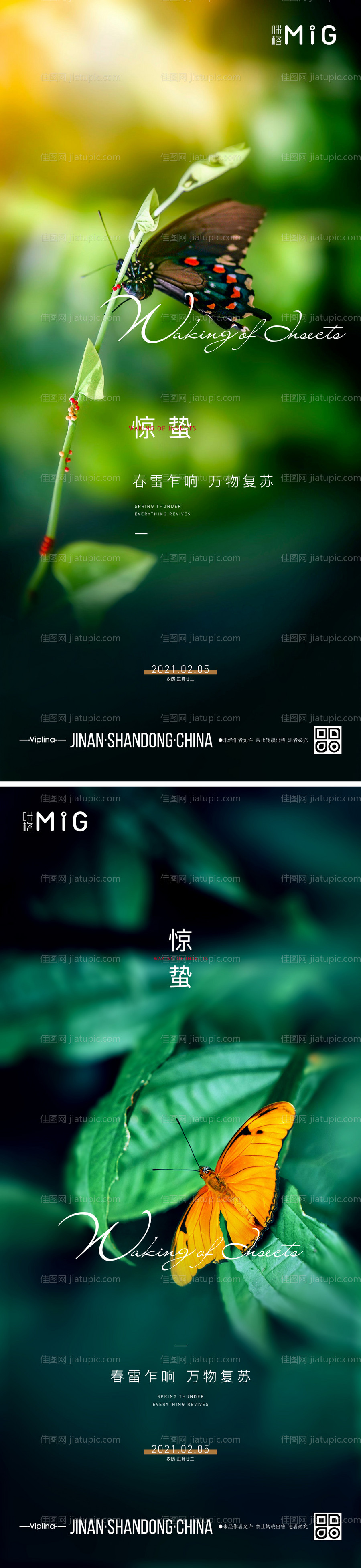 惊蛰节气唯美海报-源文件