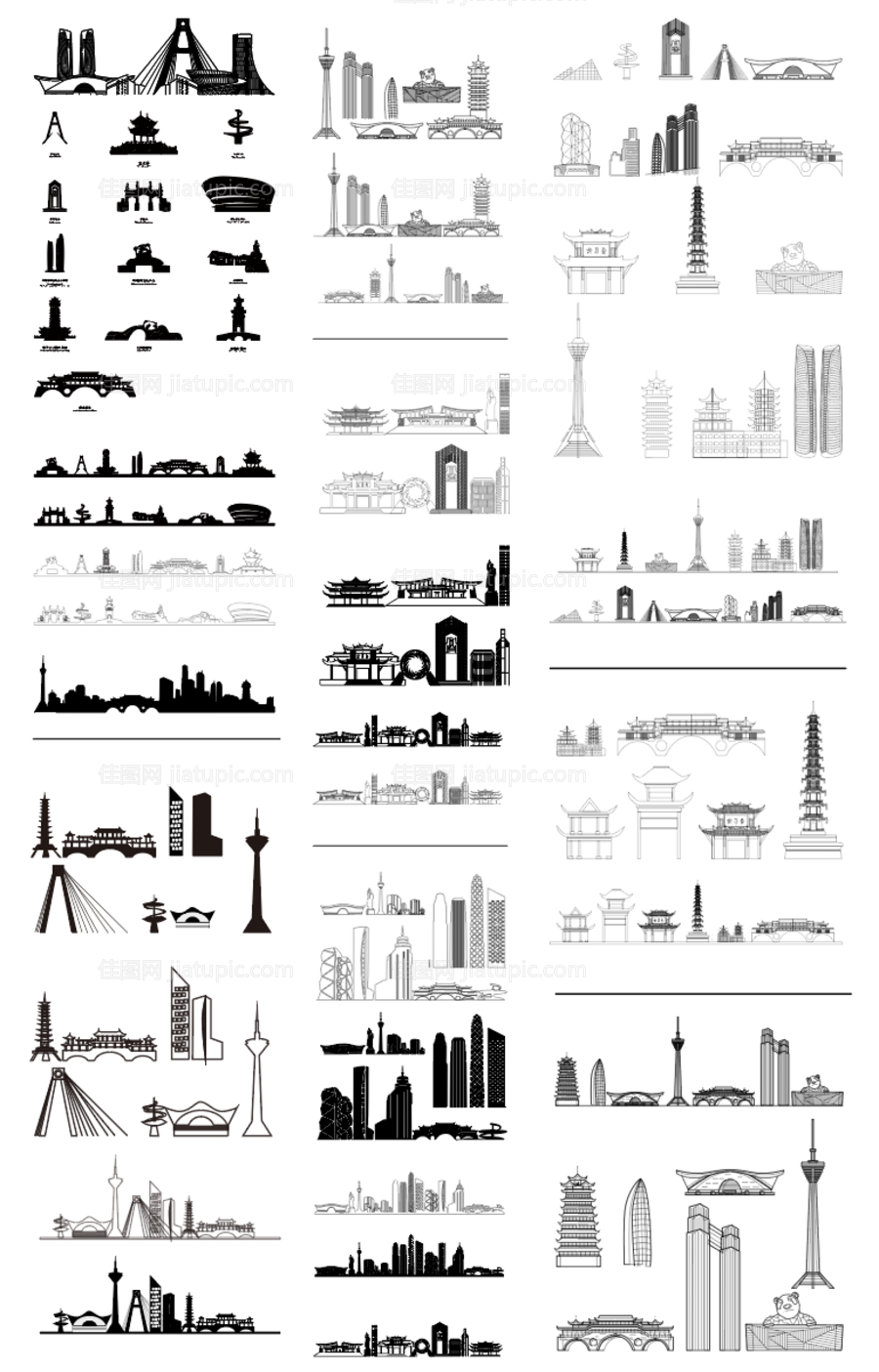 成都城市线稿-源文件
