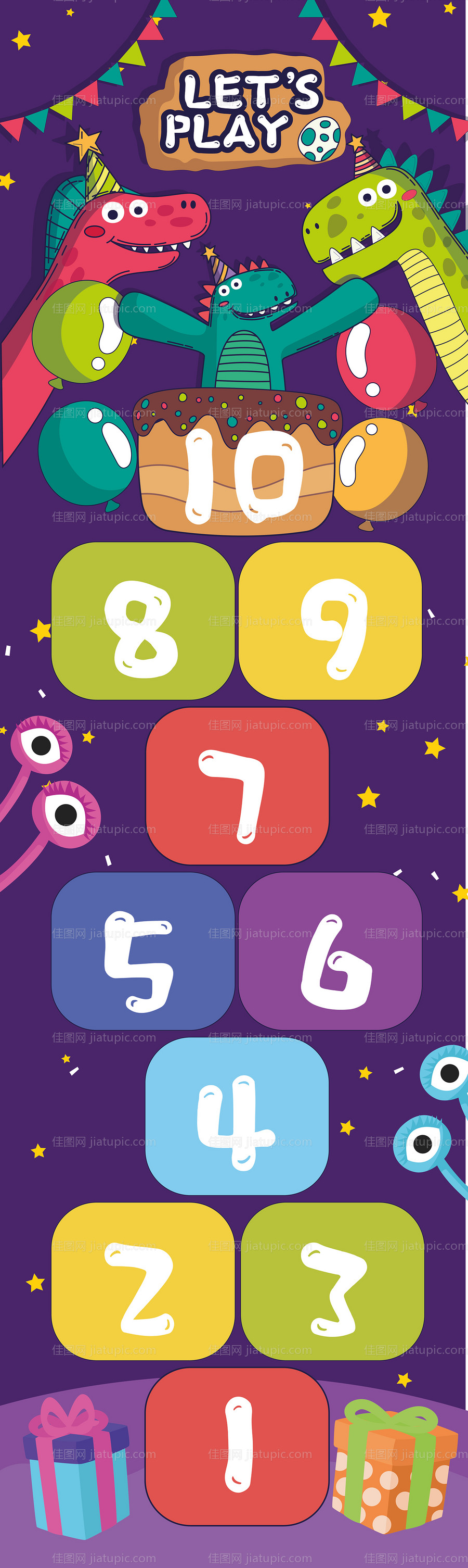 跳房子卡通地贴-源文件