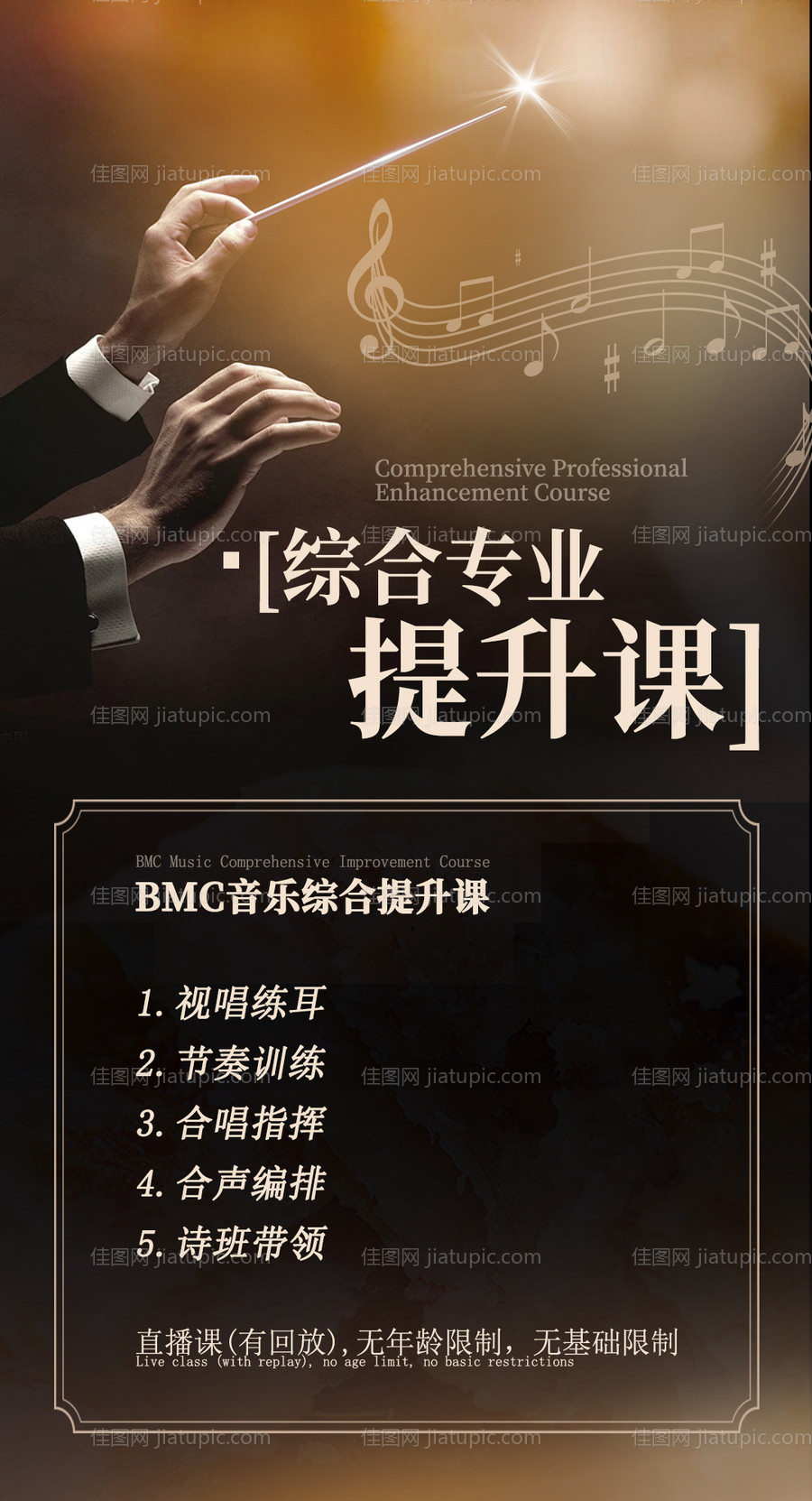 音乐艺考专业课课程内容安排表宣传海报-源文件