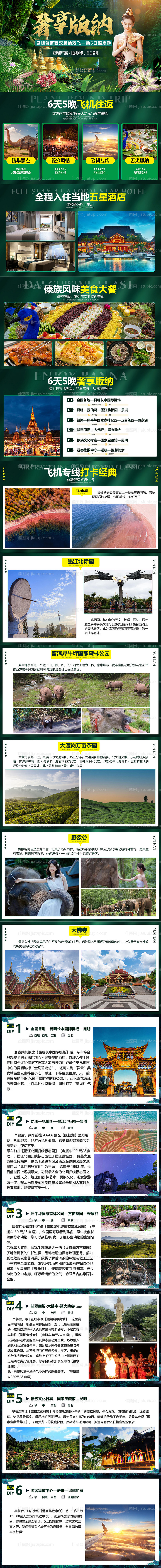 昆明普洱西双版纳旅游行程PPT-源文件