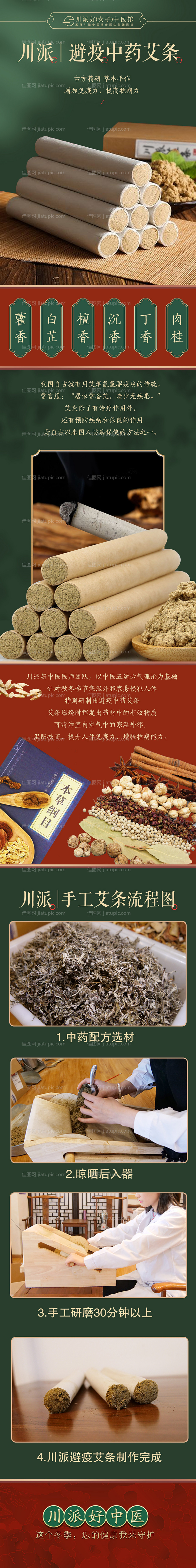 中国风中医艾条艾灸微信长图-源文件