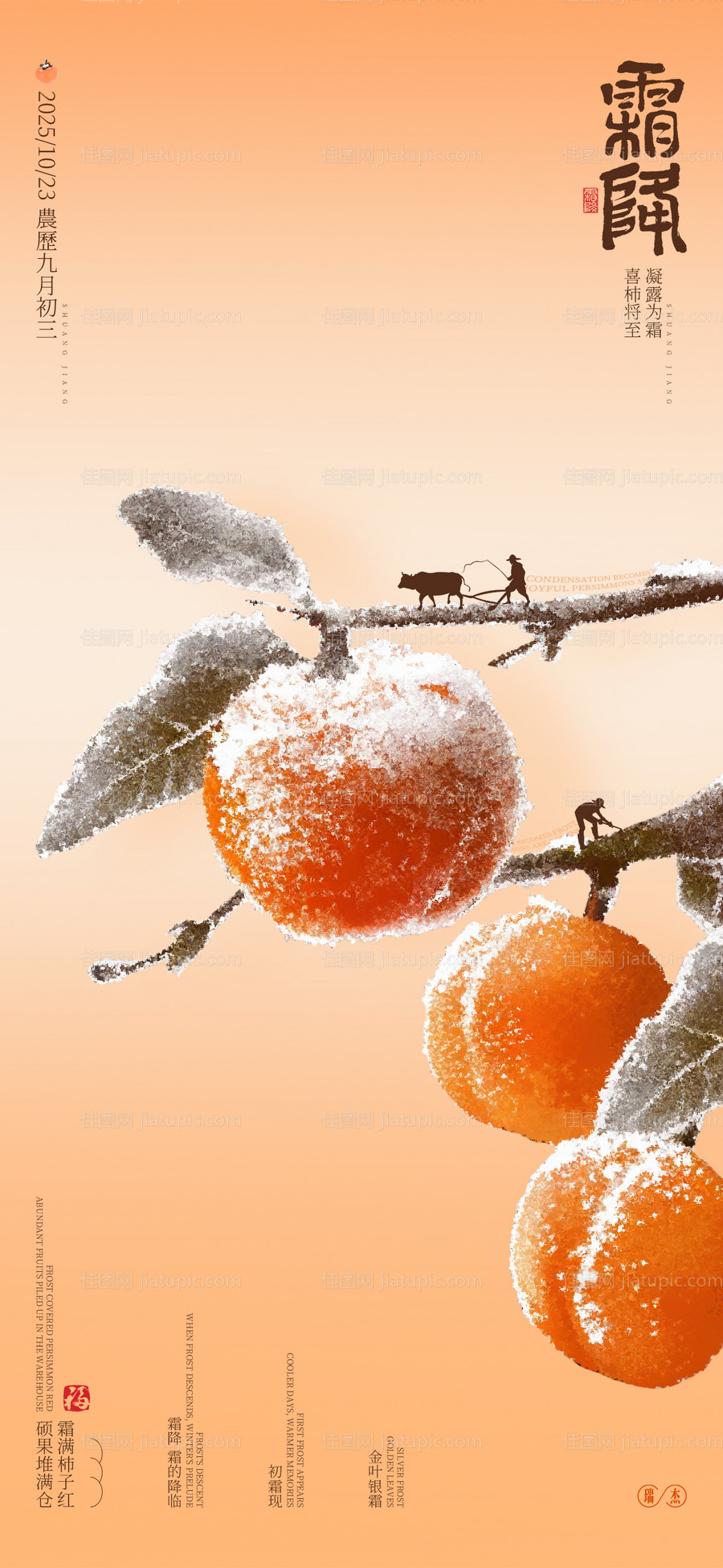 霜降节气简约海报-源文件