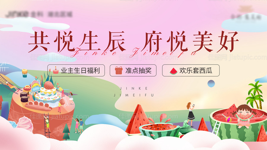 地产活动业主生日宴背景板-源文件