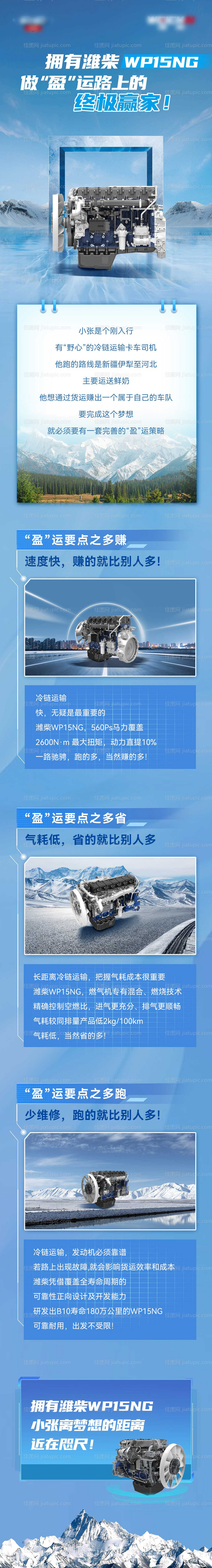 发动机汽车冷链科技长图海报-源文件