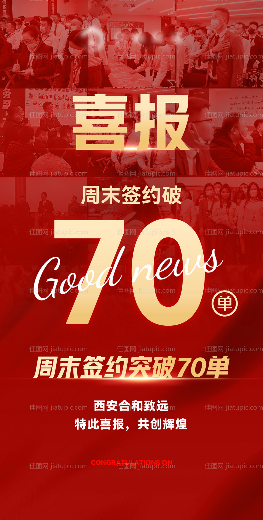 地产战报喜报红金海报-源文件