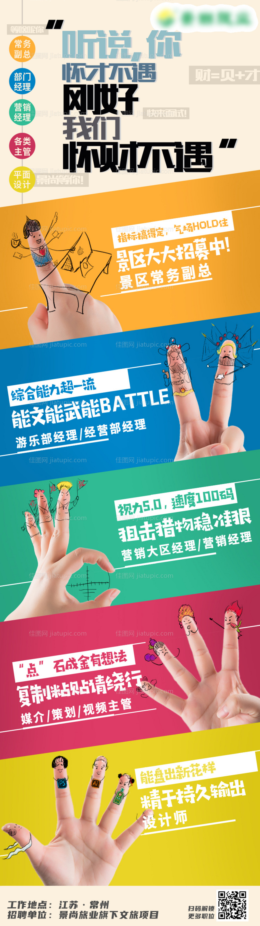 怀才不遇手绘招聘海报-源文件