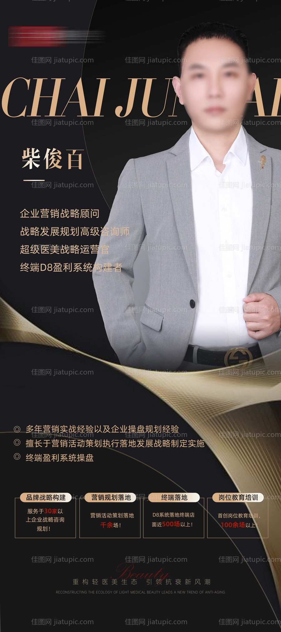 人物介绍黑金展架-源文件