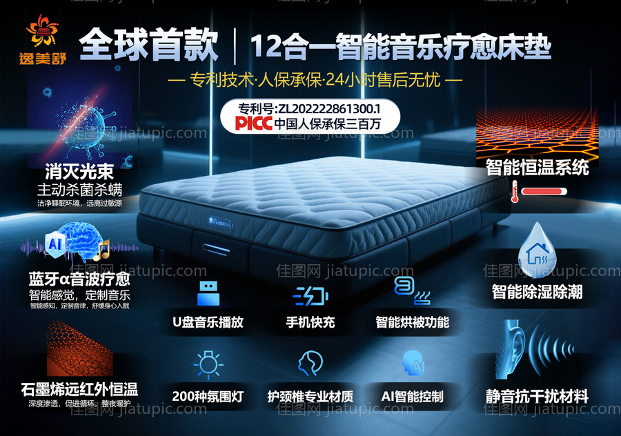 科技智能床垫海报展示-源文件