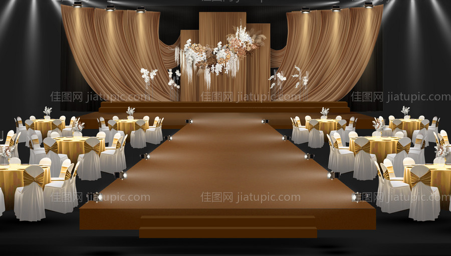 咖色韩式布幔效果图-源文件