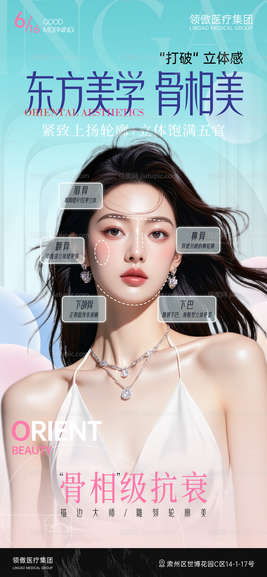 医美骨相抗衰美学品项早安推广图-源文件