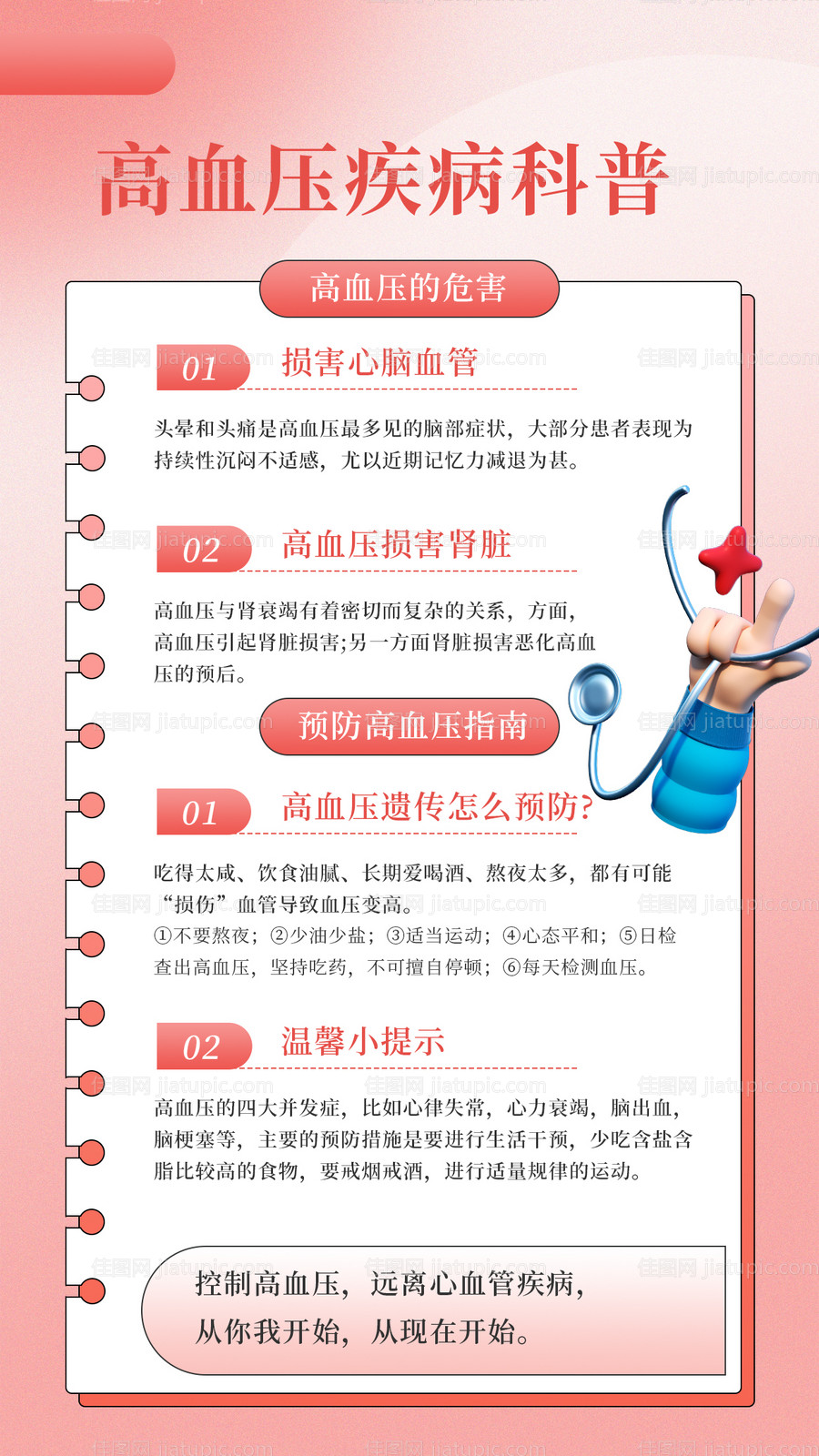 高血压科普医疗健康3d手机海报-源文件