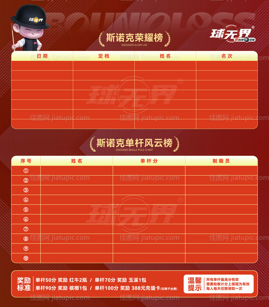 台球俱乐部荣耀榜 -源文件