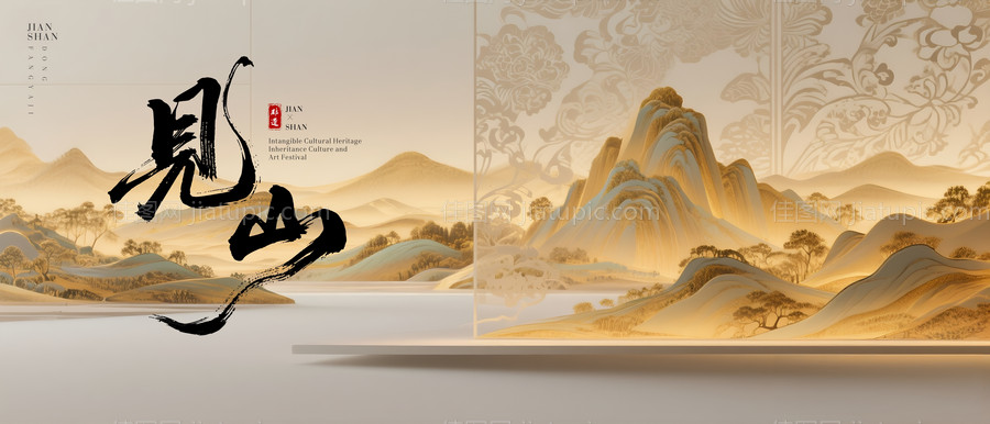 山水意境活动背景板-源文件