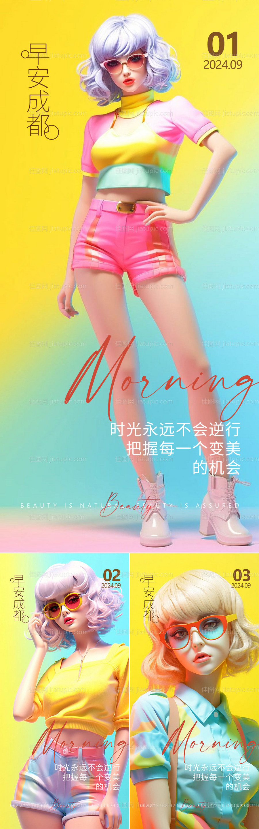 早安图系列海报-源文件