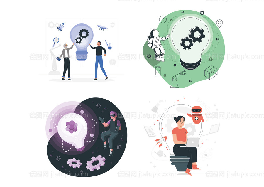 创意平面插画icon -源文件