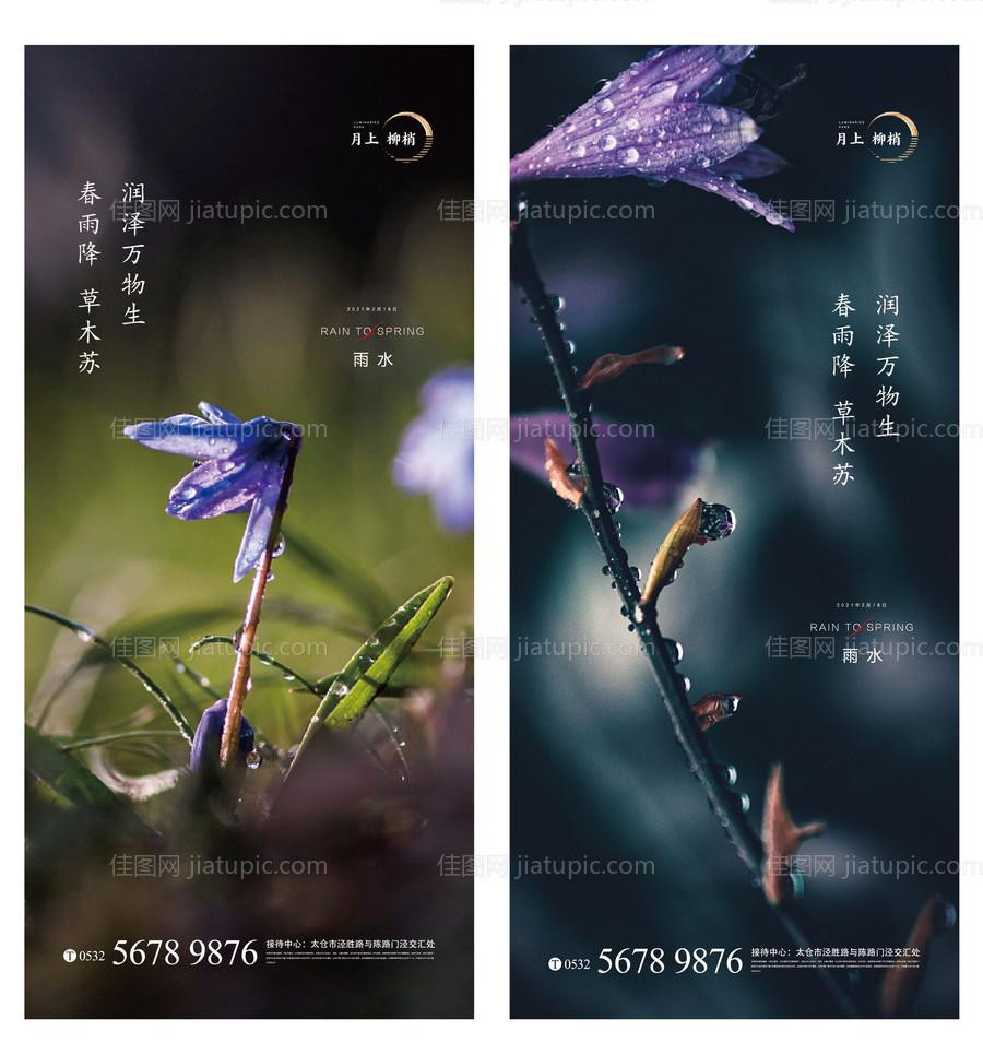 雨水节气海报-源文件