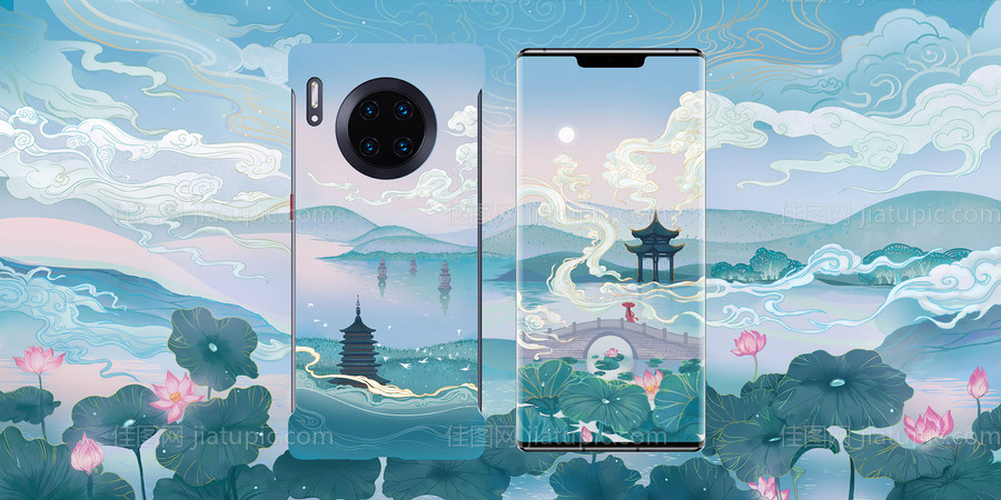 杭州西湖美景手机壳-源文件