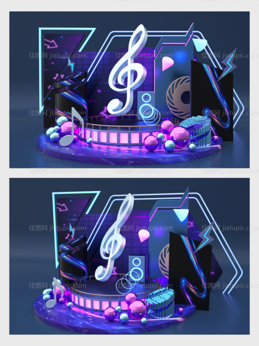 蓝色炫酷音乐节美陈设计-源文件