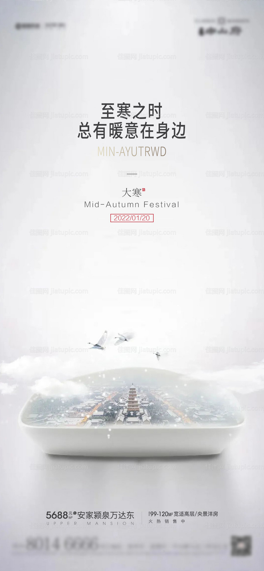 白色大寒海报-源文件