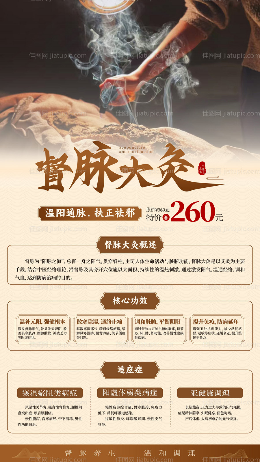 中医养生督脉艾灸海报-源文件