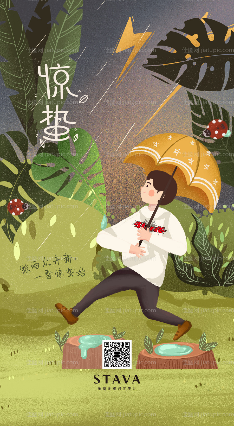 惊蛰节气闪屏移动端海报-源文件